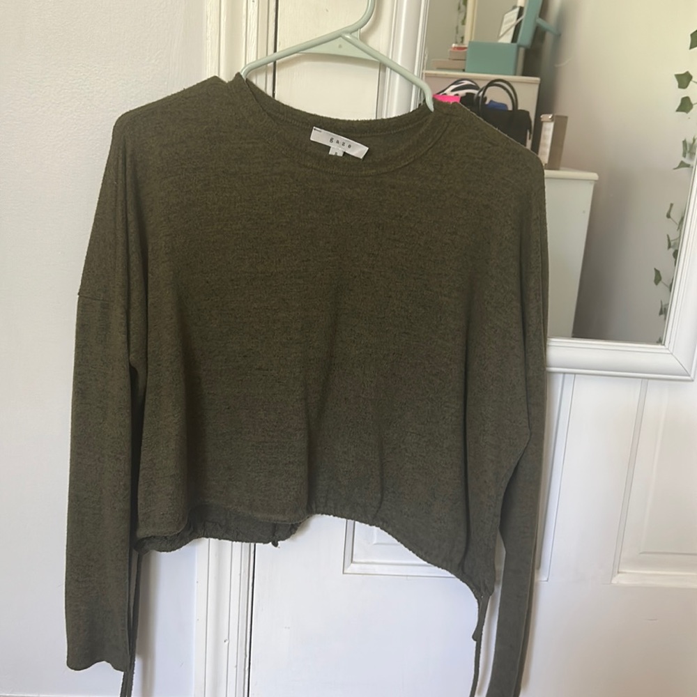 Army Green Cropped Sweater